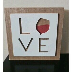 Cute Wooden standing Or Hanging LOVE motto Wine Glass